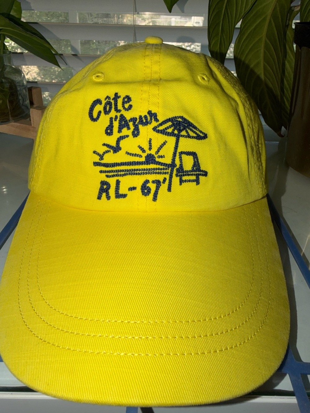 Polo by Ralph Lauren Cote d’ Azur Yellow Baseball Cap with Navy Label